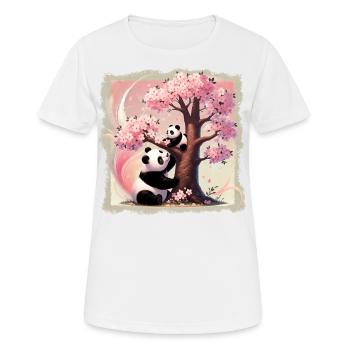 Mama und Baby-Pandas am Kirschbaum - Frauen T-Shirt atmungsaktiv - Weiß - Vorne - AI Model Female 172 dark (172cm)