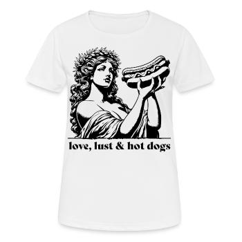 Aphrodite mit love, lust und hot dogs Fast Food - Frauen T-Shirt atmungsaktiv - Weiß - Vorne - AI Model Female 172 dark (172cm)