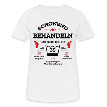 SCHONEND BEHANDELN 35. GEBURTSTAG - Frauen T-Shirt atmungsaktiv - Weiß - Vorne - AI Model Female 172 dark (172cm)