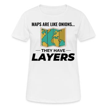 Map Layers GIS Cartography Geographic Data - Women's Breathable T-Shirt - white - Front - AI Model Female 172 dark (172cm)