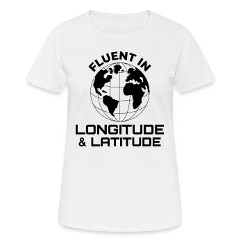 Fließend Längengrad Breitengrad GIS Globus - Frauen T-Shirt atmungsaktiv - Weiß - Vorne - AI Model Female 172 dark (172cm)