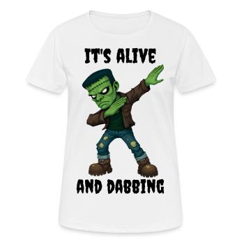 Grünes Narben Monster lebt und dabt an Halloween - Frauen T-Shirt atmungsaktiv - Weiß - Vorne - AI Model Female 172 dark (172cm)