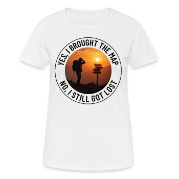 Cartographie en plein air Randonneur Panneau indicateur Coucher de soleil Aventure - T-shirt respirant Femme - blanc - Devant - AI Model Female 172 dark (172cm)