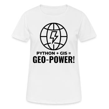 Python SIG Géo-Puissance Programmation Géospatial - T-shirt respirant Femme - blanc - Devant - AI Model Female 172 dark (172cm)