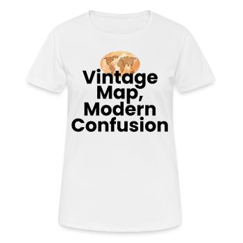 Carte vintage Confusion moderne Géographie GPS - T-shirt respirant Femme - blanc - Devant - AI Model Female 172 dark (172cm)
