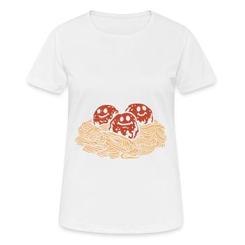 Boulettes de viande spaghetti - T-shirt respirant Femme - blanc - Devant - AI Model Female 172 dark (172cm)
