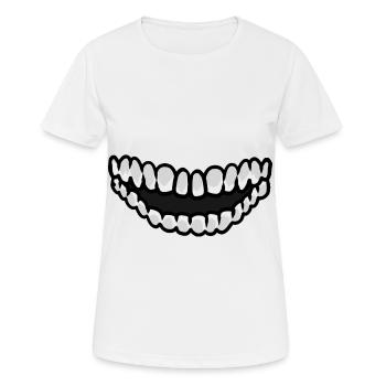 Mundschutz Maske Corona Lächeln Mundwerk - Frauen T-Shirt atmungsaktiv - Weiß - Vorne - AI Model Female 172 dark (172cm)