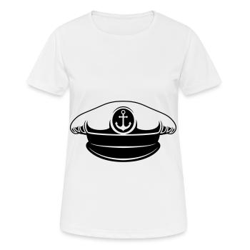 chapeau marin matelot capitaine - T-shirt respirant Femme - blanc - Devant - AI Model Female 172 dark (172cm)