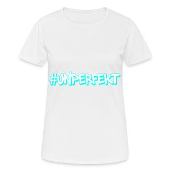 #unperfekt - nicht perfekt cyan - Frauen T-Shirt atmungsaktiv - Weiß - Vorne - AI Model Female 172 dark (172cm)