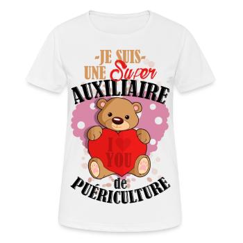 Teddy auxiliaire - T-shirt respirant Femme - blanc - Devant - AI Model Female 172 dark (172cm)