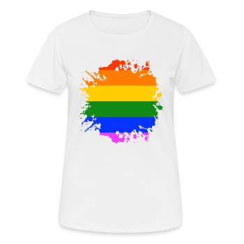 LGBT Fleck Gay Pride Regenbogen CSD - Frauen T-Shirt atmungsaktiv - Weiß - Vorne - AI Model Female 172 dark (172cm)