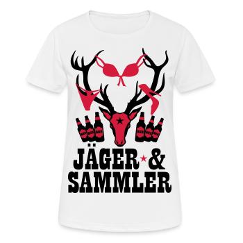 66 Hirsch Jäger und Sammler Bier Party Sex Spaß - Frauen T-Shirt atmungsaktiv - Weiß - Vorne - AI Model Female 172 dark (172cm)