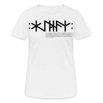 Haithnaz "Heathe (n) / Pagan" text + info, QRF0 © - Women's Breathable T-Shirt - white - Front - AI Model Female 172 dark (172cm)