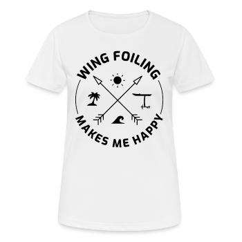 Wing Foiling Funny - Women's Breathable T-Shirt - white - Front - AI Model Female 172 dark (172cm)