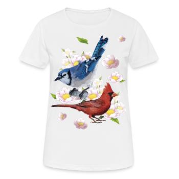 The Northern Cardinal and the Blue Jay - Women's Breathable T-Shirt - white - Front - AI Model Female 172 dark (172cm)