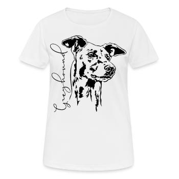 GREYHOUND Portrait Greyhound Greyhounds Wilsigns - T-shirt respirant Femme - blanc - Devant - AI Model Female 172 dark (172cm)