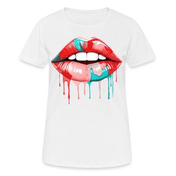 Lèvres Rouge à lèvres coloré Embrasser les lèvres Pop Art Art - T-shirt respirant Femme - blanc - Devant - AI Model Female 172 dark (172cm)