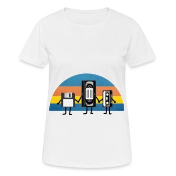 Retro floppy video cassette audio cassette photo - Women's Breathable T-Shirt - white - Front - AI Model Female 172 dark (172cm)