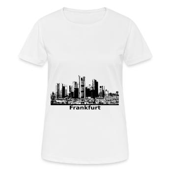 Frankfurt Banken Panorama Hochhäuser schwarz - Frauen T-Shirt atmungsaktiv - Weiß - Vorne - AI Model Female 172 dark (172cm)