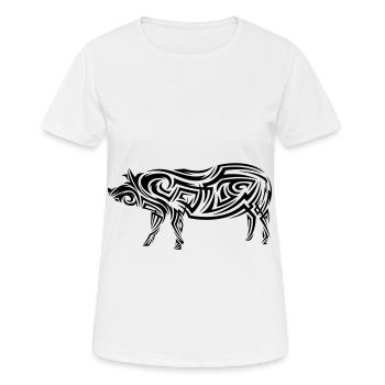 Pig Tribal Tattoo - Women's Breathable T-Shirt - white - Front - AI Model Female 172 dark (172cm)