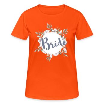 Vert de la mariée et mariée en fleurs - T-shirt respirant Femme - orange néon - Devant - AI Model Female 172 dark (172cm)