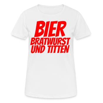 BEER BRATWURST AND TITS - Women's Breathable T-Shirt - white - Front - AI Model Female 172 dark (172cm)
