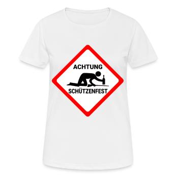 Attention fête de tir drôle de la fête warnschild Fun - T-shirt respirant Femme - blanc - Devant - AI Model Female 172 dark (172cm)