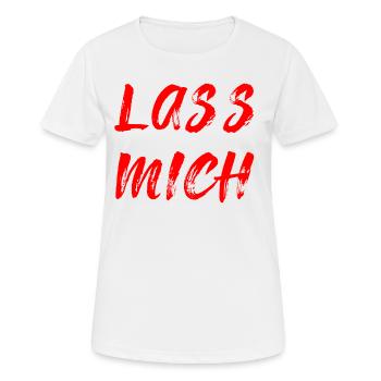 Lass mich - Frauen T-Shirt atmungsaktiv - Weiß - Vorne - AI Model Female 172 dark (172cm)