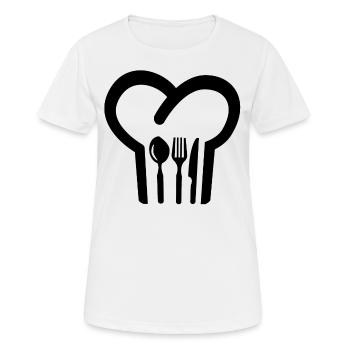 Kochmütze - Frauen T-Shirt atmungsaktiv - Weiß - Vorne - AI Model Female 172 dark (172cm)