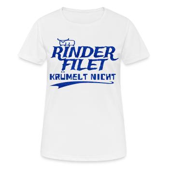 Rinderfilet krümelt nicht - Frauen T-Shirt atmungsaktiv - Weiß - Vorne - AI Model Female 172 dark (172cm)