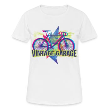 BIKE - Vintage Garage - Streetstyle Neon Art - Frauen T-Shirt atmungsaktiv - Weiß - Vorne - AI Model Female 172 dark (172cm)