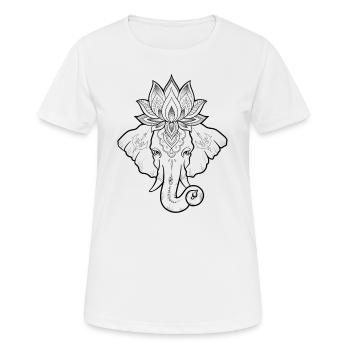 Conception de t-shirt Elephant Lotus Mandala - T-shirt respirant Femme - blanc - Devant - AI Model Female 172 dark (172cm)