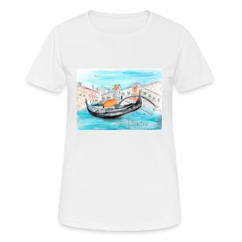 Fuchs in Venedig als Gondoliere - Frauen T-Shirt atmungsaktiv - Weiß - Vorne - AI Model Female 172 dark (172cm)