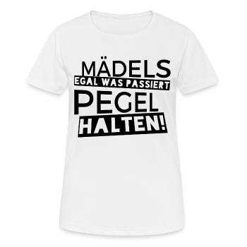 Mädels PEGEL halten - Frauen T-Shirt atmungsaktiv - Weiß - Vorne - AI Model Female 172 dark (172cm)