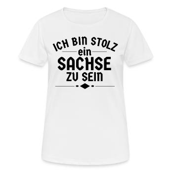 Ich bin stolz ein Sachse zu sein - Frauen T-Shirt atmungsaktiv - Weiß - Vorne - AI Model Female 172 dark (172cm)