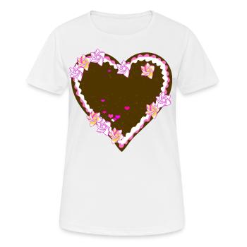 lebkuchenherz zum selbst beschriften - Frauen T-Shirt atmungsaktiv - Weiß - Vorne - AI Model Female 172 dark (172cm)