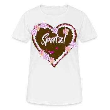 Spatzl - Frauen T-Shirt atmungsaktiv - Weiß - Vorne - AI Model Female 172 dark (172cm)