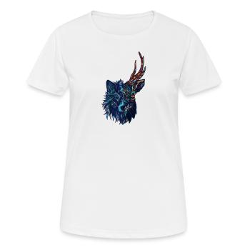 Loup et cerf - T-shirt respirant Femme - blanc - Devant - AI Model Female 172 dark (172cm)