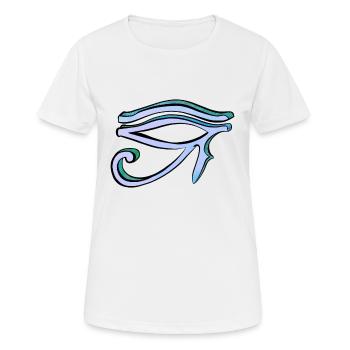 Œil Oudjat, oeil d'Horus - T-shirt respirant Femme - blanc - Devant - AI Model Female 172 dark (172cm)