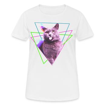 cooles Katzen Design mit geometrischen Formen - Frauen T-Shirt atmungsaktiv - Weiß - Vorne - AI Model Female 172 dark (172cm)