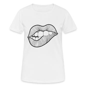 Levres mund linework - Frauen T-Shirt atmungsaktiv - Weiß - Vorne - AI Model Female 172 dark (172cm)