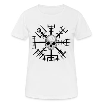 Skull viking vegvisir sketch - T-shirt respirant Femme - blanc - Devant - AI Model Female 172 dark (172cm)