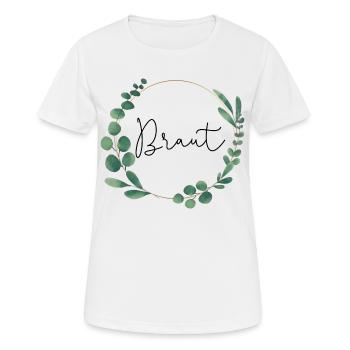 Greenery Eukalyptus - Braut - Frauen T-Shirt atmungsaktiv - Weiß - Vorne - AI Model Female 172 dark (172cm)