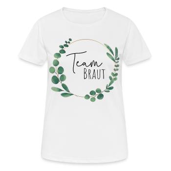 Greenery Eukalyptus - Team Braut - Frauen T-Shirt atmungsaktiv - Weiß - Vorne - AI Model Female 172 dark (172cm)