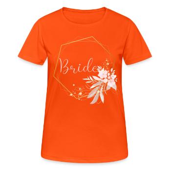 Pinke Blumen Boho - Bride - Frauen T-Shirt atmungsaktiv - Neonorange - Vorne - AI Model Female 172 dark (172cm)
