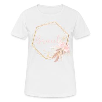 Pinke Blumen Boho - Braut - Frauen T-Shirt atmungsaktiv - Weiß - Vorne - AI Model Female 172 dark (172cm)