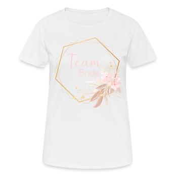 Pink Flowers Boho - Team Bride - Women's Breathable T-Shirt - white - Front - AI Model Female 172 dark (172cm)