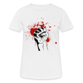 Faust mit Blut - Anti-Cops - Frauen T-Shirt atmungsaktiv - Weiß - Vorne - AI Model Female 172 dark (172cm)