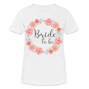 Couronne de fleurs rouges - Bride to be - T-shirt respirant Femme - blanc - Devant - AI Model Female 172 dark (172cm)