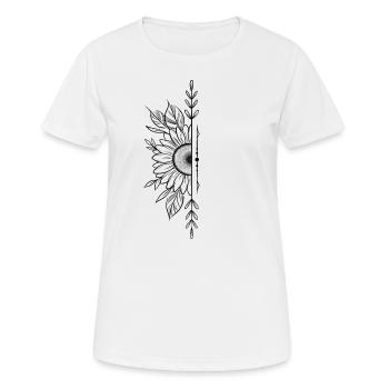 Fleur de tournesol dotwork - T-shirt respirant Femme - blanc - Devant - AI Model Female 172 dark (172cm)
